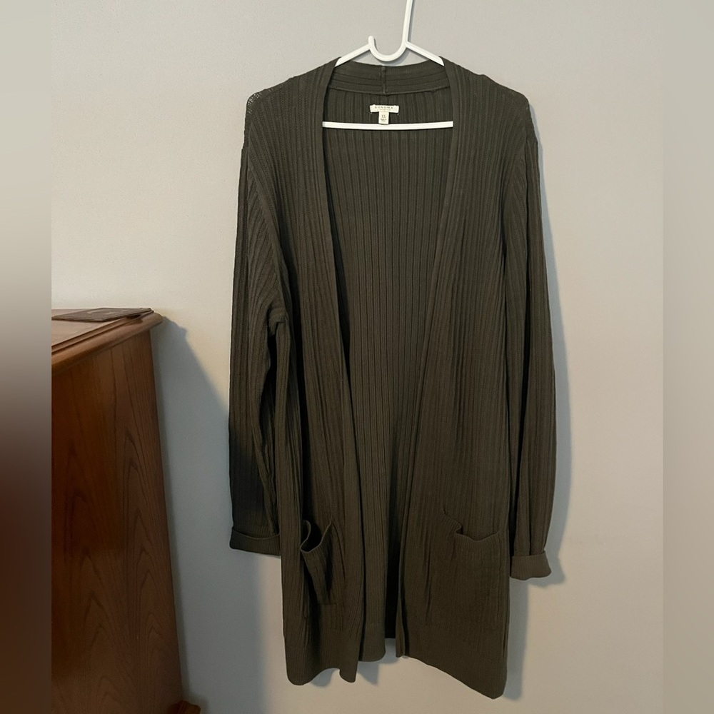 Sonoma Women's Ribbed Cardigan in Olive